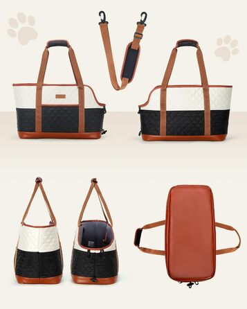 Транспортна сумка для собак та котів до 5 кг, чорно-бежева