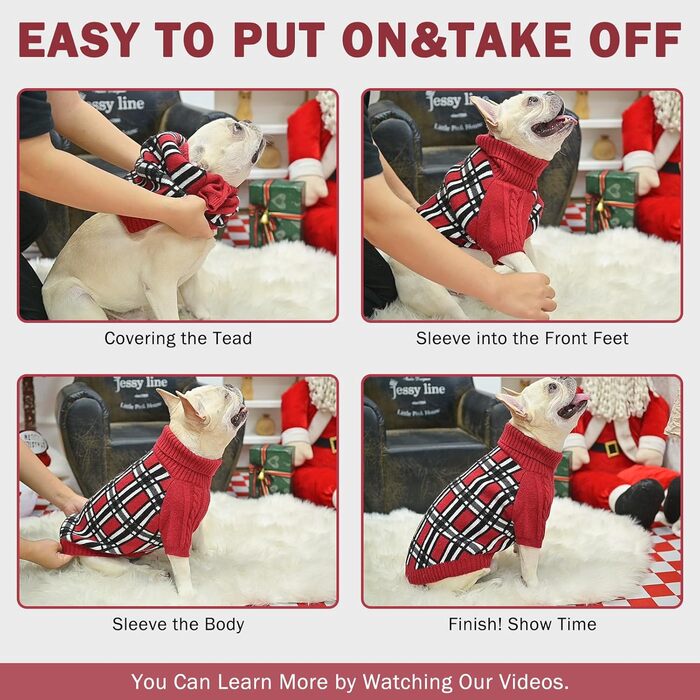 Теплий в'язаний пуловер для собак SCENEREAL з візерунком, м'який пуловер з коміром-горловиною для цуценят, маленьких, середніх та великих собак, котів, для осені та зими, захист від холоду, зелений, розмір Small