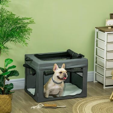 Транспортувальна переноска для тварин PawHut 80 см, сіра, M - для котів та собак