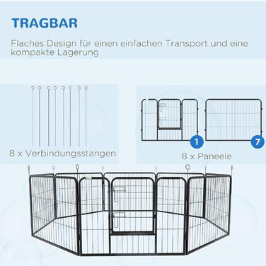 Клітка-загон для цуценят PawHut - металева, 80 x 60 см, чорна
