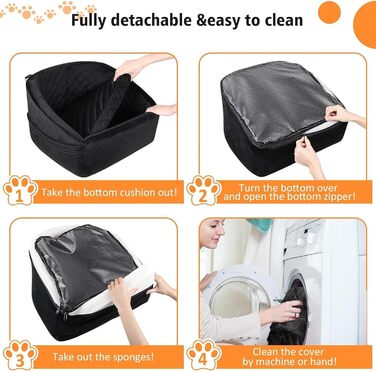 Автокрісло для собак Ejoyous - чорне, для собак до 15,9 кг, з пам'яті піною, знімний чохол