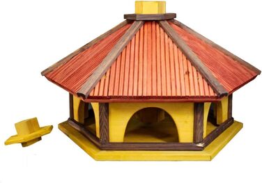 Дерев'яний годівничка для птахів з підставкою Vogelhaus XXXL, жовто-червоний, будиночок для гніздування