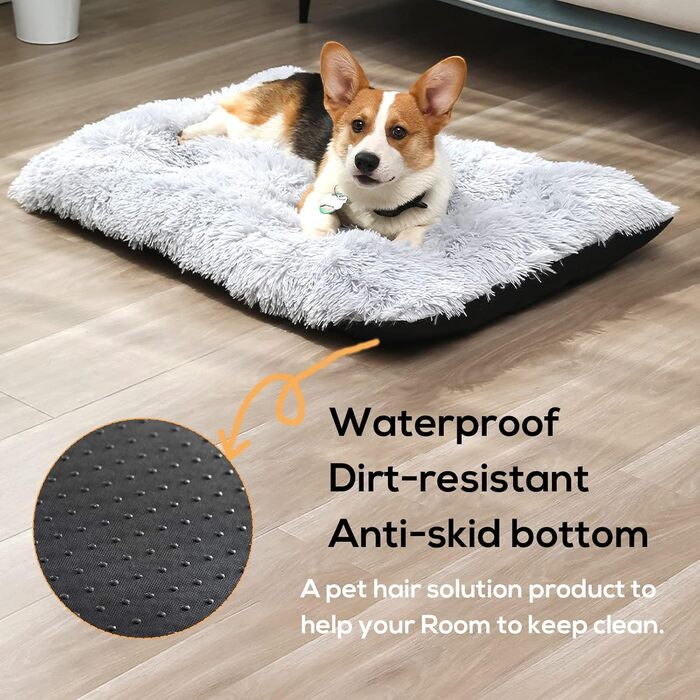 М'яке ліжко для собак великих порід, XXL, 110x75 см, антиковзаюче, темно-сіре, машинне прання