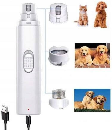 Електрична шліфувальна машинка для собак та котів – 3-в-1, USB-зарядка, 8000 об/хв, тиха та безпечна, ергономічна, для маленьких, середніх та великих тварин