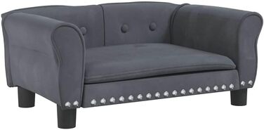 Крісло-ліжко для собак, м'яке ліжко для тварин, лежанка для маленьких собак, котів, темно-сірий велюр