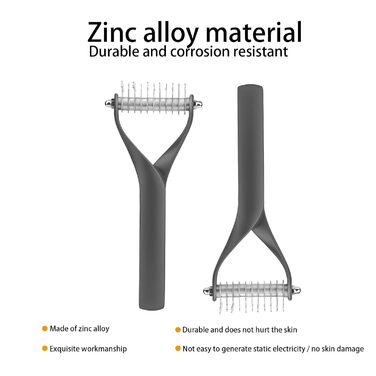 Гребінець для собак та котів з довгою шерстю, 2-етапний, для видалення підшерстка, з цинкової сплави, довговічний, щадний до шкіри, ефективний проти ковтунів та випадання шерсті (чорний, S)