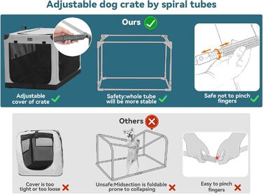 Складаний тканинний бокс для собак Petsfit XL, з трьома дверцятами, спіральним металевим каркасом, легкий для транспортування та зберігання, сірий