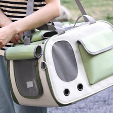 Трансформер для собак та котів Topyond: велика місткість, вентиляційне вікно, регульований ремінь, водовідштовхуючий оксфорд, зелений