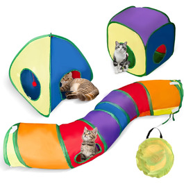 Туннель-іграшка для котів 3 в 1 з лабіринтом, куб, намет - інтерактивна іграшка для кошенят, цуценят, кроликів