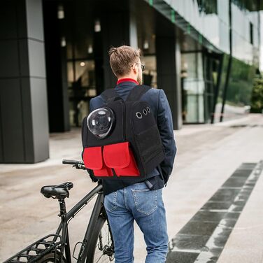 Рюкзак для кота PETCUTE, чорний, з висувною матрацом, для маленьких котів та собак, дихаючий, складаний, Oxford-Tuch