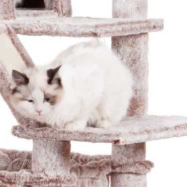 Heybly Muchroom HCT030MU великий котячий комплекс 185,4 см XXL для домашніх котів, меблі для великих котів з м'якою плюшевою перекладиною, зручним кошиком і стовпчиками для дряпання