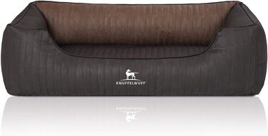 Ортопедичне собаче ліжко Knuffelwuff Outback XXL (120x85 см) з штучної шкіри - знімний чохол, легко мити, для великих, середніх та малих собак (Чорний/Коричневий)