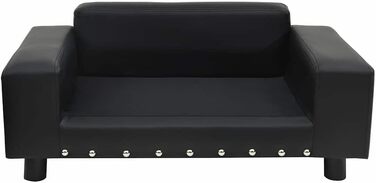 Ліжко-софа для собак vidaXL, чорне, 81x43x31 см, плюш та штучна шкіра