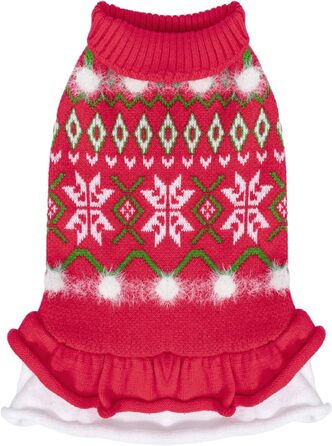 Теплий зимовий одяг для собак CuteBone: рожевий пуловер з рюшами для маленьких та середніх собак, з отвором для повідка, DS85L-DE L