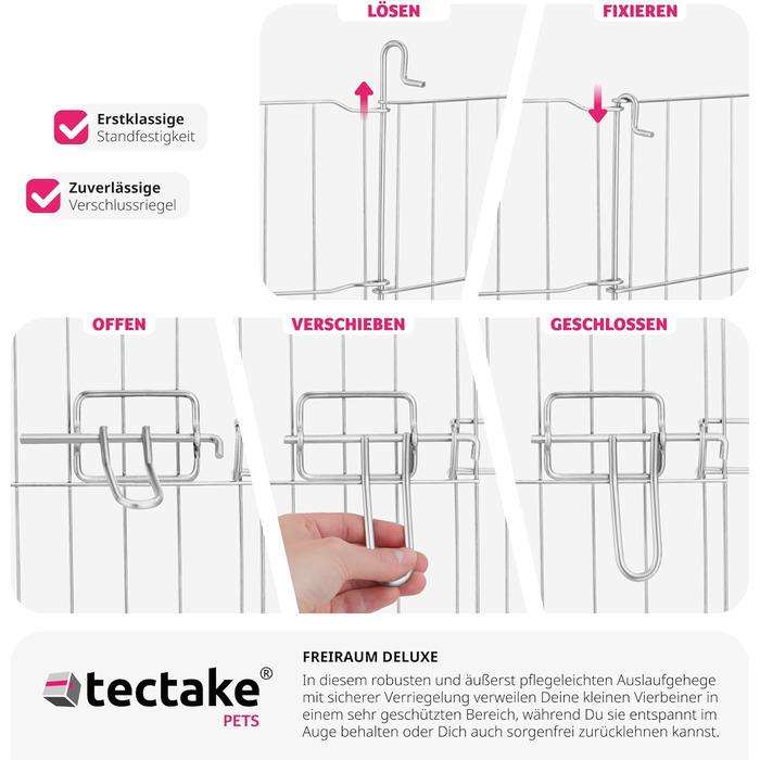Вольєр Tectake® з захисним сітком, секційна огорожа, розкладна та розширювана, для дрібних тварин, кроликів, як загородження для собак, собачий вольєр, для цуценят, вольєр для кроликів, вуличний вольєр, діаметр 145 см, чорний