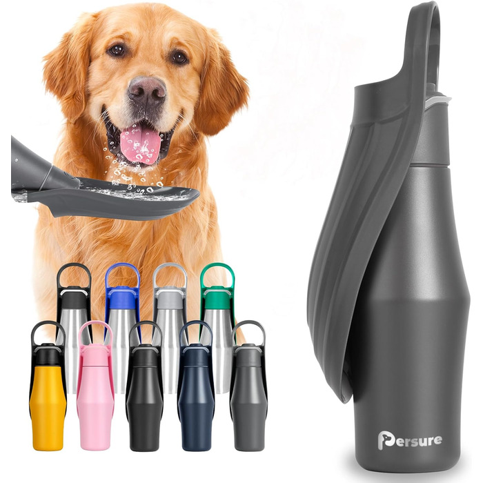 Водяна пляшка для собак 765 мл з нержавіючої сталі, витокозахисна, для подорожей та прогулянок