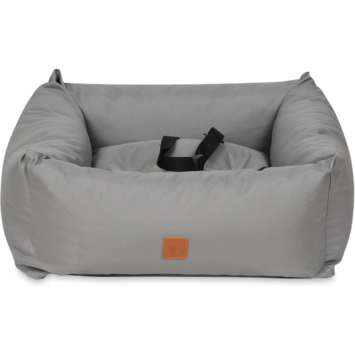 Автокрісло для собак NYVIPet Julian 56x51 см - водовідштовхувальне, з повідком та кріпленням для авторемня - для маленьких собак. Максимальний комфорт, Oeko-TEX сертифікація (Сірий)