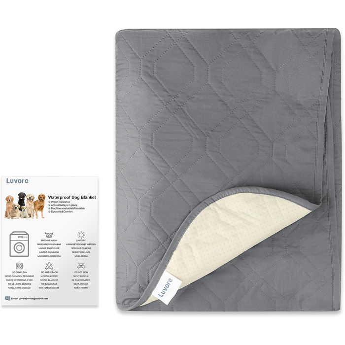 Водонепроникний килимок для собак Luvore з протиковзкими крапками, захист для дивану, ліжка, авто. Міцний килимок для котів, можна прати в машині. 137x208 см