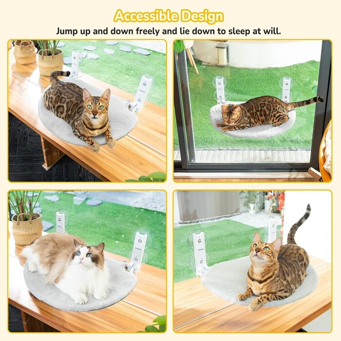 Гамак для котів CATISM на вікно, 50x36.5x20 см, сірий, з присосками