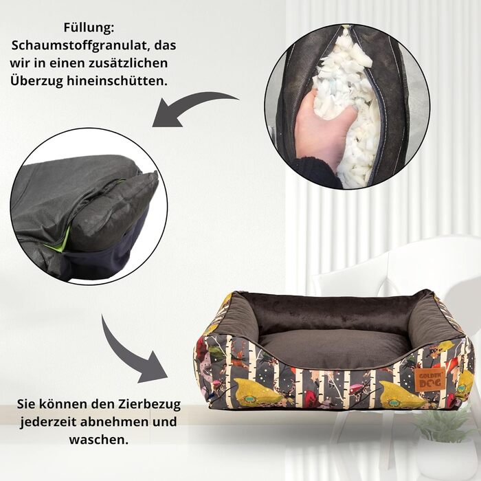 М'яке ліжко-корзина для собак 'Kinia' (Superheld, S) з високими бортиками, з велюрової тканини