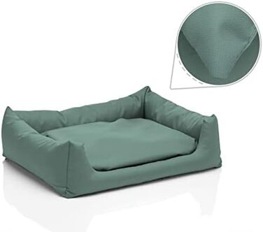 Лежанка для собак Juelle Pola - м'яке ліжко для великих собак, знімний чохол, прання в машині, пухнасте ліжко, собаче ліжко/софа, розмір L (100x80 см), колір: Темний м'ятний