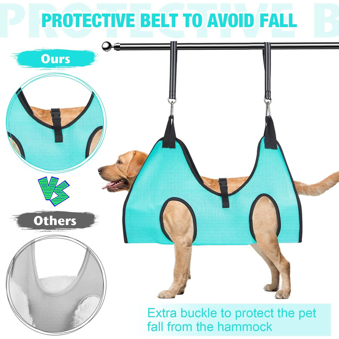 Гамак для грумінгу собак ATESON - гамачок для догляду за шерстю з підвіскою для стрижки нігтів (XXL до 54,4 кг), петля для обрізки нігтів, гамак для собак для стрижки нігтів з обрізачем XXL для великих собак 120 фунтів, зелений