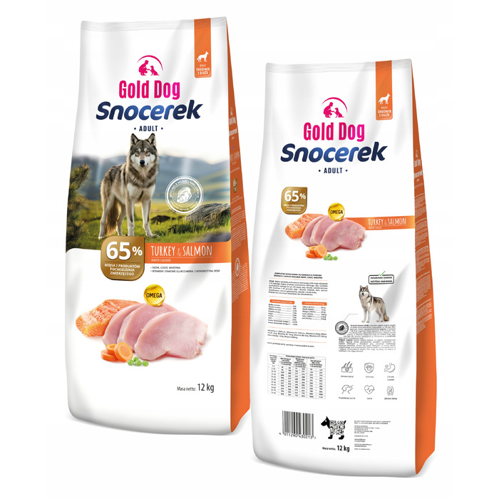 Сухий корм для собак Gold Dog Snocerek 12кг (індичка, лосось, овочі) для суглобів