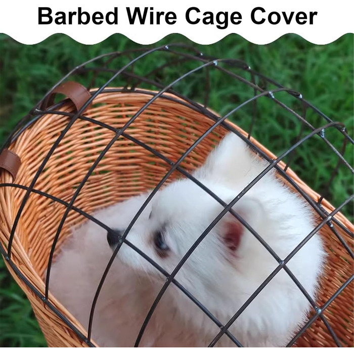 Задній велосипедний кошик для собак з плетіння соломи та дротяною сіткою (червоний)