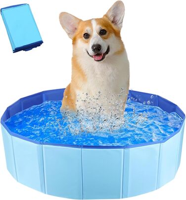 Надувний басейн для собак та котів, портативний, 50x8 см, PVC, блакитний/світло-блакитний