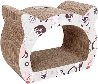 Кігтеточка для котів Nobleza з картону, дизайн голови кота, 2-в-1 (для дряпання та відпочинку), екологічна та міцна (39*29*22 см)