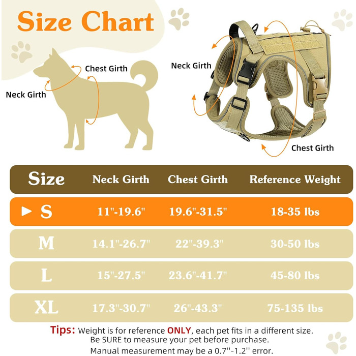 Тактичний нашийник для собак VavoPaw з панеллю Molle та світловідбиваючими смугами, для тренувань, походів, полювання, активного відпочинку, армійсько-зелений, розмір L (45-80 фунтів, обхват грудей 23.6-41.7', обхват шиї 15-27.5')