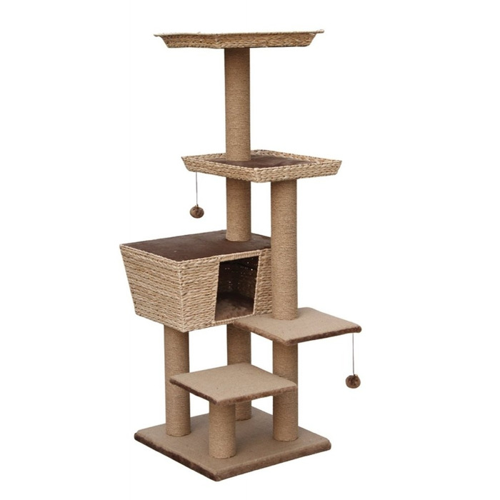 Шафа-будиночок для кота Klippehop з ротанга з лотком, 52x47x48,5 см