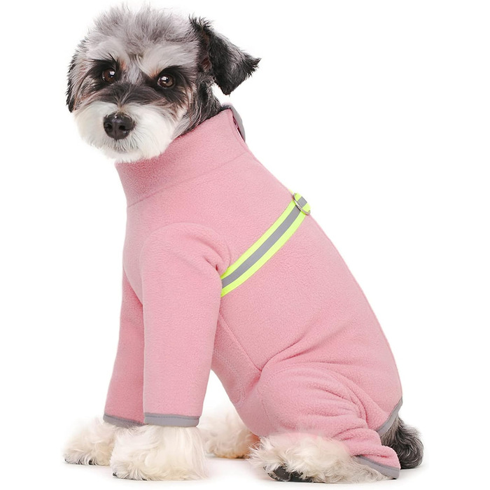 Теплий зимовий одяг для собак: теплий флісовий костюм з світловідбиваючим блискавкою, піжама для собак, костюм (XL, Рожевий)