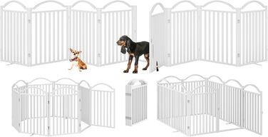 Металеве вольєр для собак BHG Freistehendes Hundegitter, без монтажу, з дверцятами, 243,8 x 81,3 см, аккордеон, для дому та саду, білий