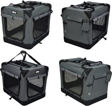 Клітка для собак EliteField з 3 дверцятами, складана, м'яка, з сумкою для перенесення та флісовою підстилкою, для дому та вулиці, 91.4 x 61 x 71.1 см
