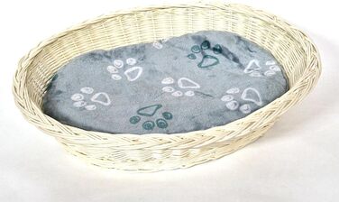 Корзина для собак Tigana з плетіння з лози, біла, 70 см (+ подушка)