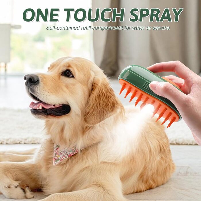 Щітка для котів та собак з водою, для короткої та довгої шерсті. Щітка для видалення шерсті, масажу та догляду за тваринами (зелена)