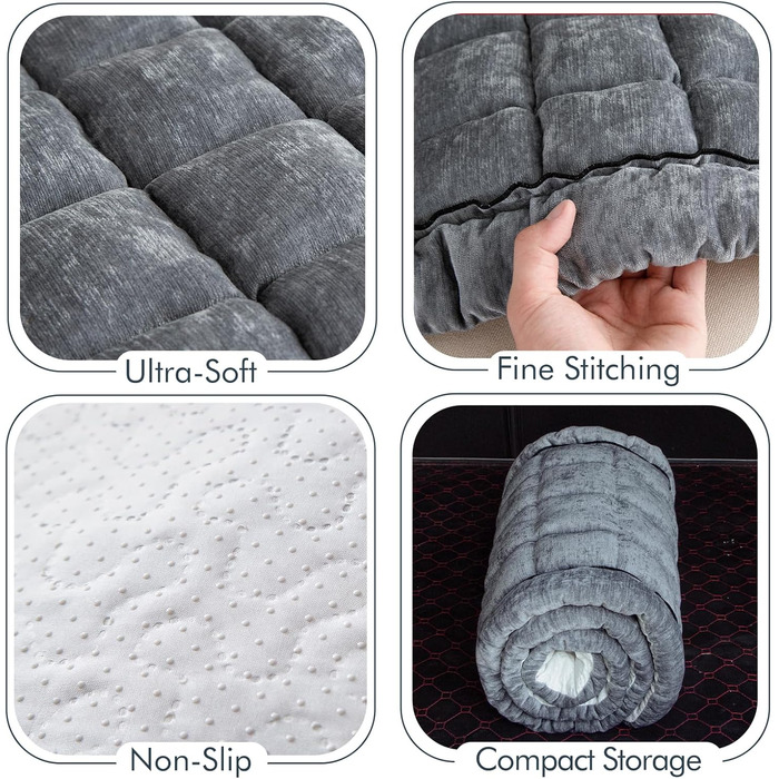 Крісло-підстилка для собак у машину, сіре, жаккард, антиковзаюча, 63x54 см