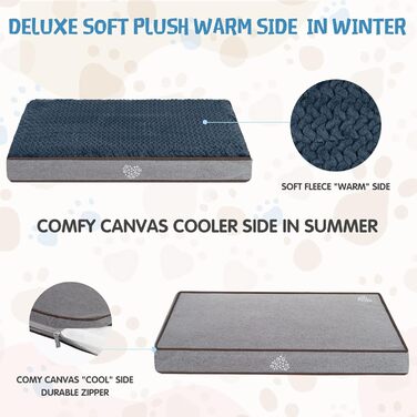 Водонепроникне лежанка для собак у коробку Vankean, знімний, пральний чохол (прохолодний та теплий), середній розмір, морської колір