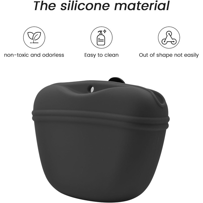 Силіконовий контейнер для ласощів AUDWUD з кліпсою - зручний тренувальний контейнер з магнітною застібкою та кліпсою для поясу - BPA-free, 2 шт. (Темно-сірий + Морська синя)