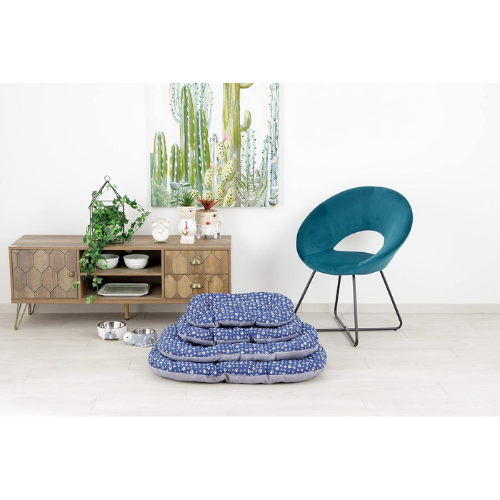 Килимок для собак та котів Baroni Hoe, 47x70x8/57x90x8 см, Doubleface (сірий з лапками), м'який, з підкладкою