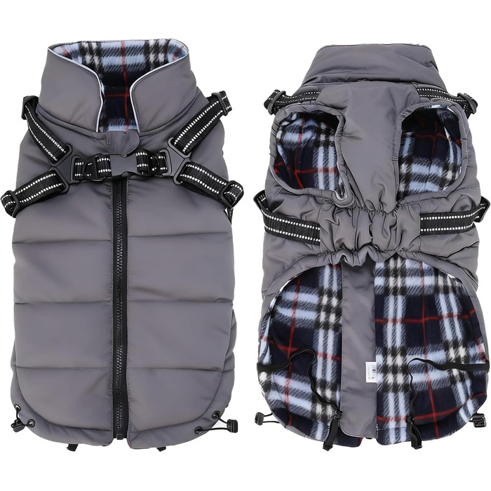 Водонепроникний зимовий теплий нашийник для собак, розмір M (довжина спини 34 см), сірий