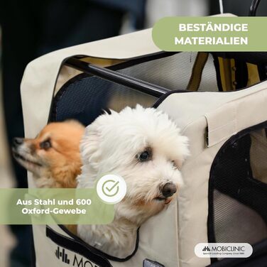 Mobiclinic® Причіп для собак на велосипед + візок для собак 2 в 1, до 40 кг, водовідштовхувальний тент, 123x67x100 см, відбивачі та прапорці, 600D Oxford, для маленьких та середніх собак