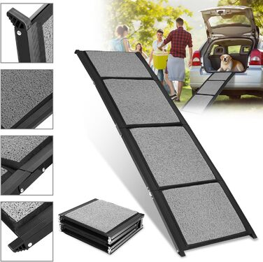 Рампа для собак, складана, 170x44 см – алюмінієва рампа з антиковзким покриттям, до 80 кг, для SUV, легкових авто, автодому