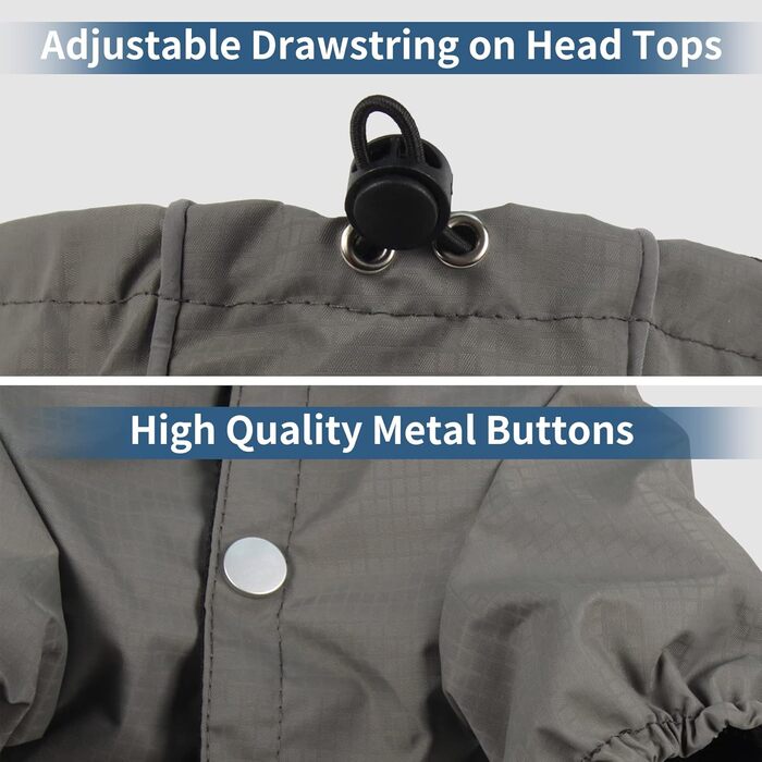 Дощовик для собак середнього розміру JoyDaog Premium з капюшоном, сірий, розмір L. Водонепроникна куртка для активного відпочинку та прогулянок.