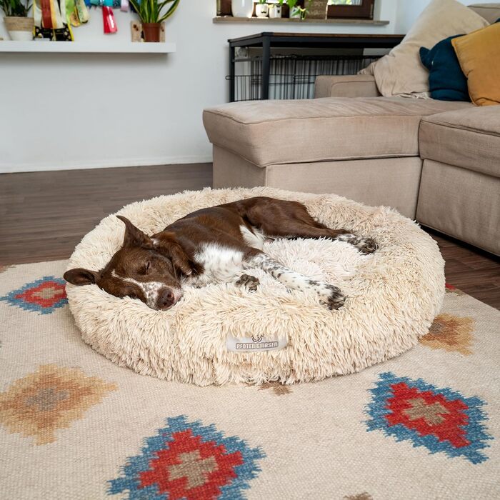 Кругле ліжко для собак та котів Pfoten&nasen® Wolke 7, XS (55 см) – м'яке, знімний чохол, сірий/білий