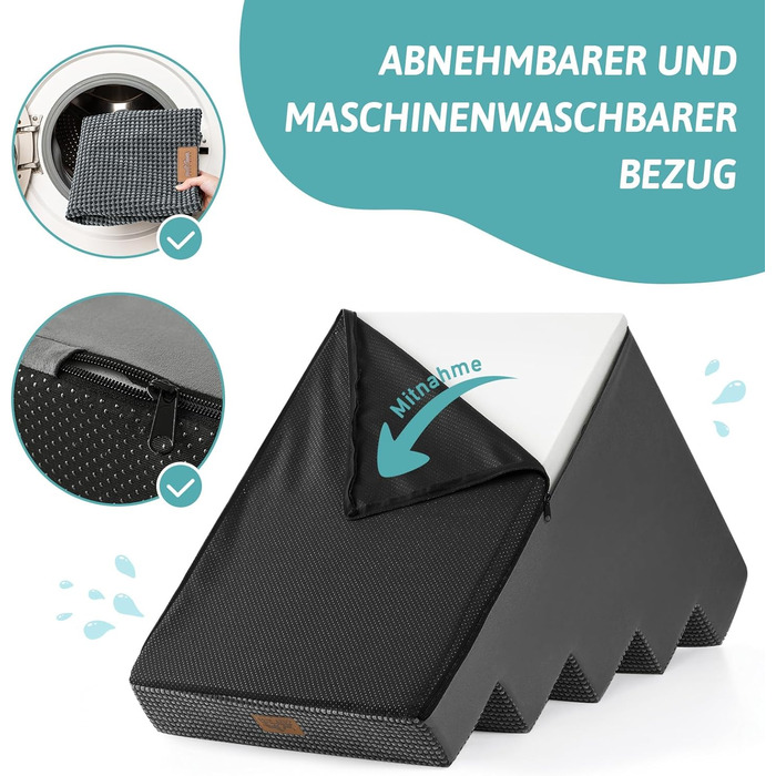 Сходинка для собак маленьких порід, 5 сходинок, 60 см, знімний чохол (темно-сірий, 75x50x60 см)