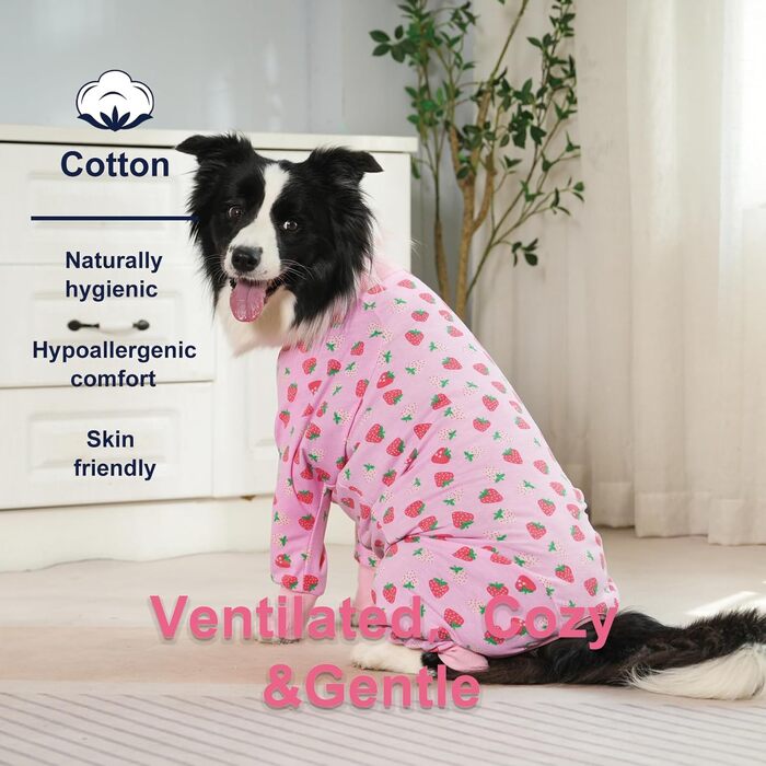 Захисний боді для собак після операції: для сук та кобелів, дихаючий, з захистом рани, альтернатива E-Collar, розмір XXL, колір полуниця