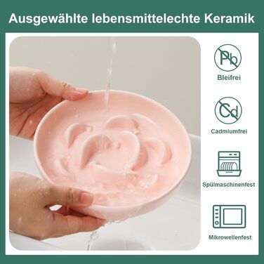 Набір мисок проти запобігання ковтання для котів Anti Schling Napf - 2 шт. Керамічні миски для котів, повільне годування, набір з 2 мисок, пастельні кольори (білий, блакитний, рожевий)