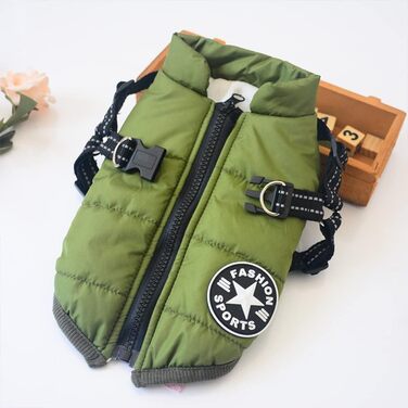 Тепла водонепроникна жилетка для собак з повідком, зима, 9 кольорів (зелений L)